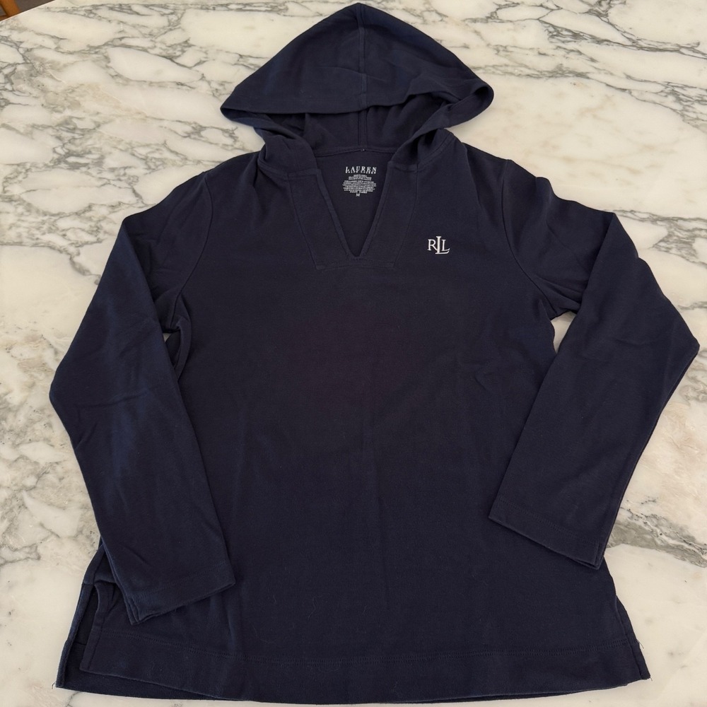 Ralph Lauren Women's Blue Cotton/Poly blend‎ Hoodie Shirt,  Medium
